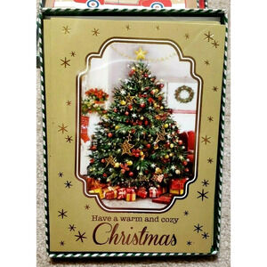 NEW 12 Count Christmas Tree CHRISTMAS CARDS w/Envelopes Foil 5" x 7"